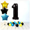 Ballon Chiffres Étoiles Noires 1 Bouquet (Rempli d'Hélium) 