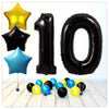 Numbers Balloon Black Stars 10 Bouquet (Filled with Helium) 