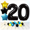 Numbers Balloon Black Stars 20 Bouquet (Filled with Helium) 