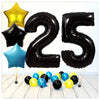 Ballon Chiffres Étoiles Noires 25 Bouquet (Rempli d'Hélium) 