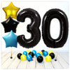 Zahlen Ballon Schwarz Sterne 30 Bouquet (mit Helium gefüllt)