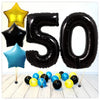Ballon Chiffres Étoiles Noires 50 Bouquet (Rempli d'Hélium) 