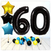 Zahlen Ballon Schwarz Sterne 60 Bouquet (mit Helium gefüllt)