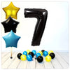Chiffres Ballon Noir Étoiles 7 Bouquet (Rempli d'Hélium) 