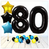 Ballon Chiffres Étoiles Noires 80 Bouquet (Rempli d'Hélium) 