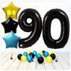 Zahlen Ballon Schwarz Sterne 90 Bouquet (mit Helium gefüllt)