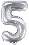 Zahlen Ballon silber 5