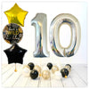 Numéros Ballon Anniversaire Sauvage Holographique Argent 10 Bouquet (Rempli d'Hélium) 