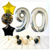 Zahlen Ballon Wild Birthday holographisch silber 90 Bouquet (mit Helium gefüllt)