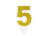 Zahlenkerze gold 5