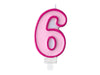 Number candle pink 6 