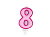 Number candle pink 8 