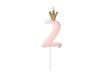 Number candle pink with crown 2 