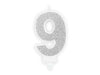 Bougie chiffre argent 9 